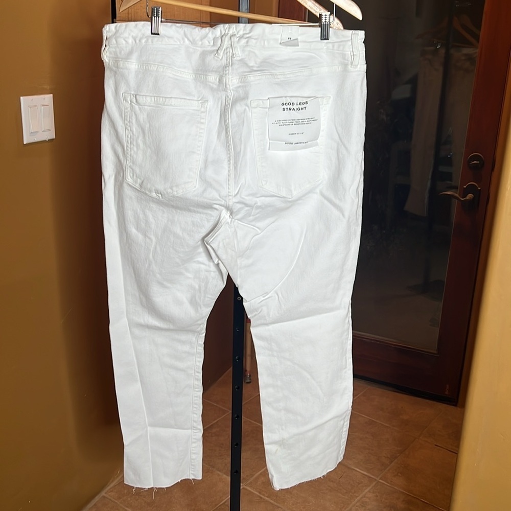 NWT Good American Good Legs Straight White Raw Hem Jeans High Rise Size 22 Plus - Picture 7 of 12